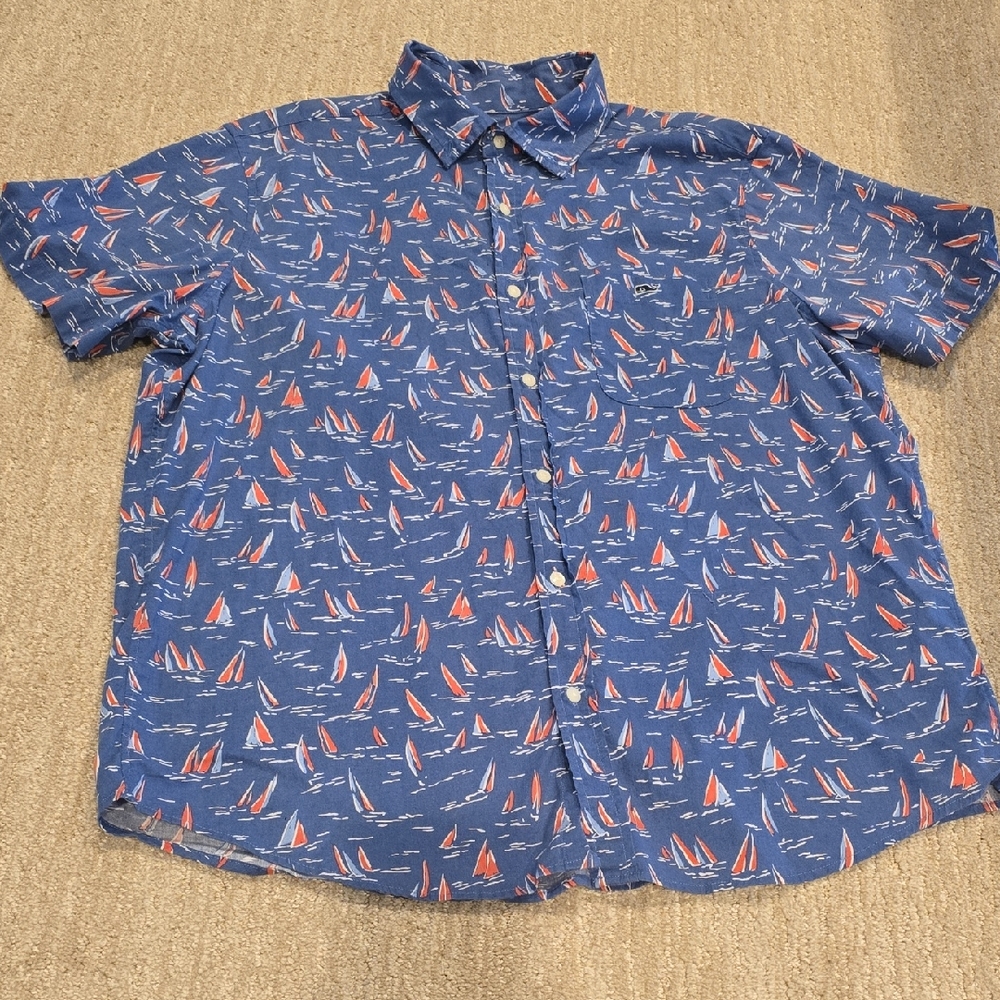 Vineyard Vines Nautical Blue and Red Shirt
